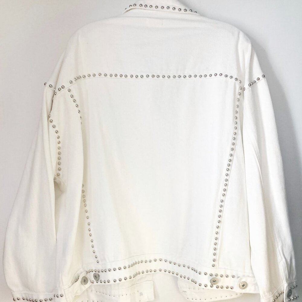 New Without Tag POL Denim White Jacket Women's Large - Picture 2 of 2